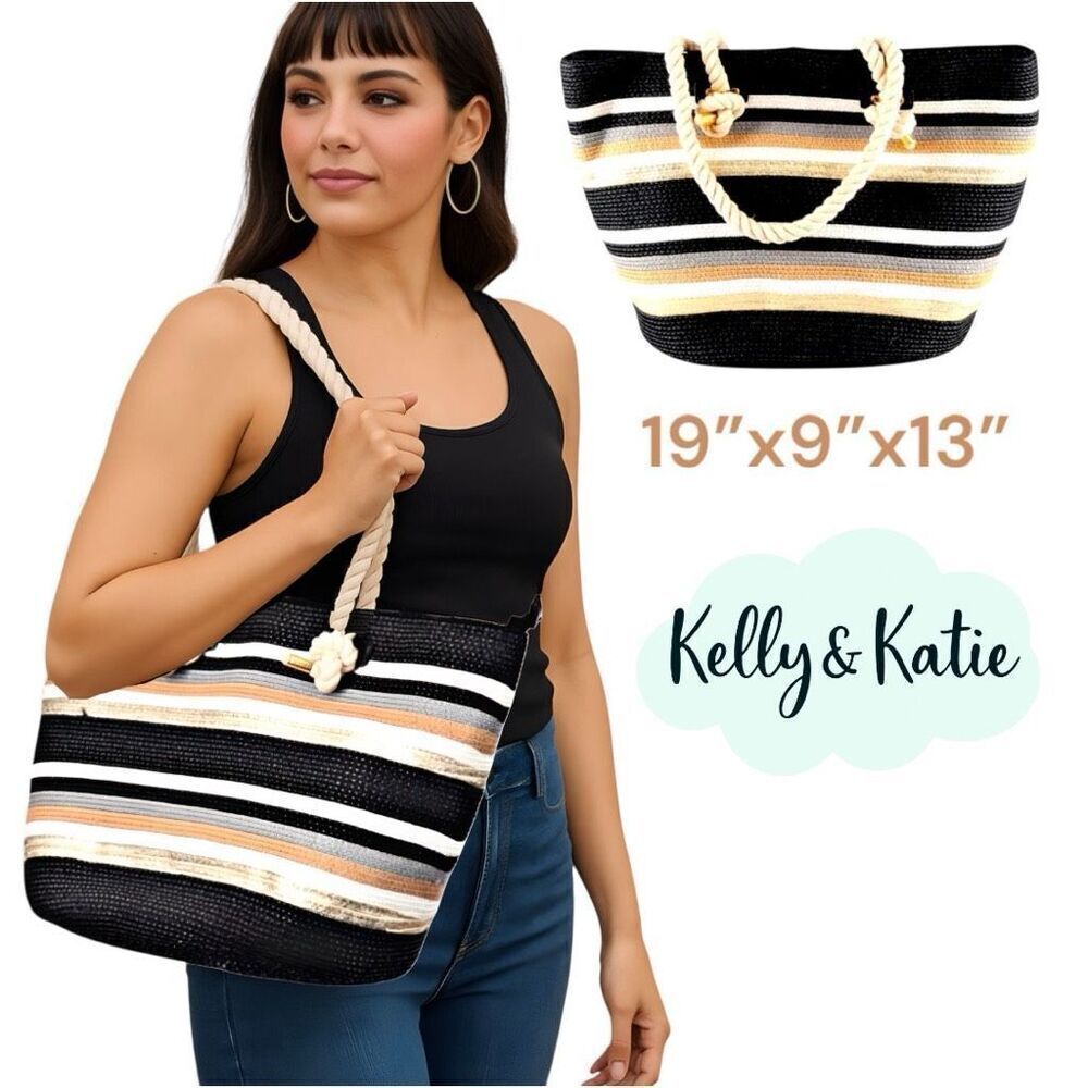 Soft rope handle beach or baby bag. Striped Tote Large Beach bag. Boating